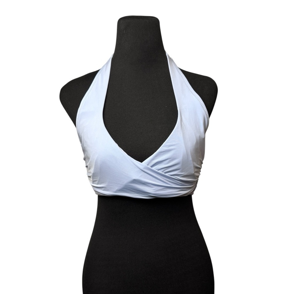 Heidi Klein Women Rectangle Plunge Bikini Top Swimwear Light Blue Underwire SZ S